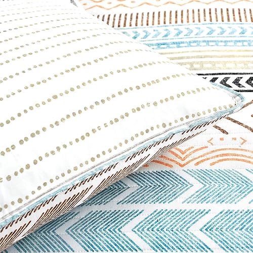 Miniatura 5 de Lush Decor Hygge Geo - Juego de edredón de 3 piezas, neutro y multicolor, tamaño full queen