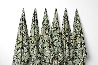 Pack of 6 pcs William Morris 'Leicester’ Green design fabric tea towels, Size: 17.7 x 26.4 Inch / 45 x 67cm