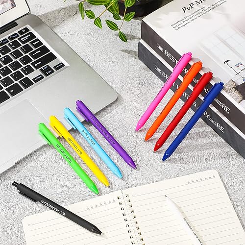 Vista 11 de Geyee Paquete de 30 bolígrafos de agradecimiento a los empleados, divertidos bolígrafos inspiradores coloridos para oficina, cita motivacional