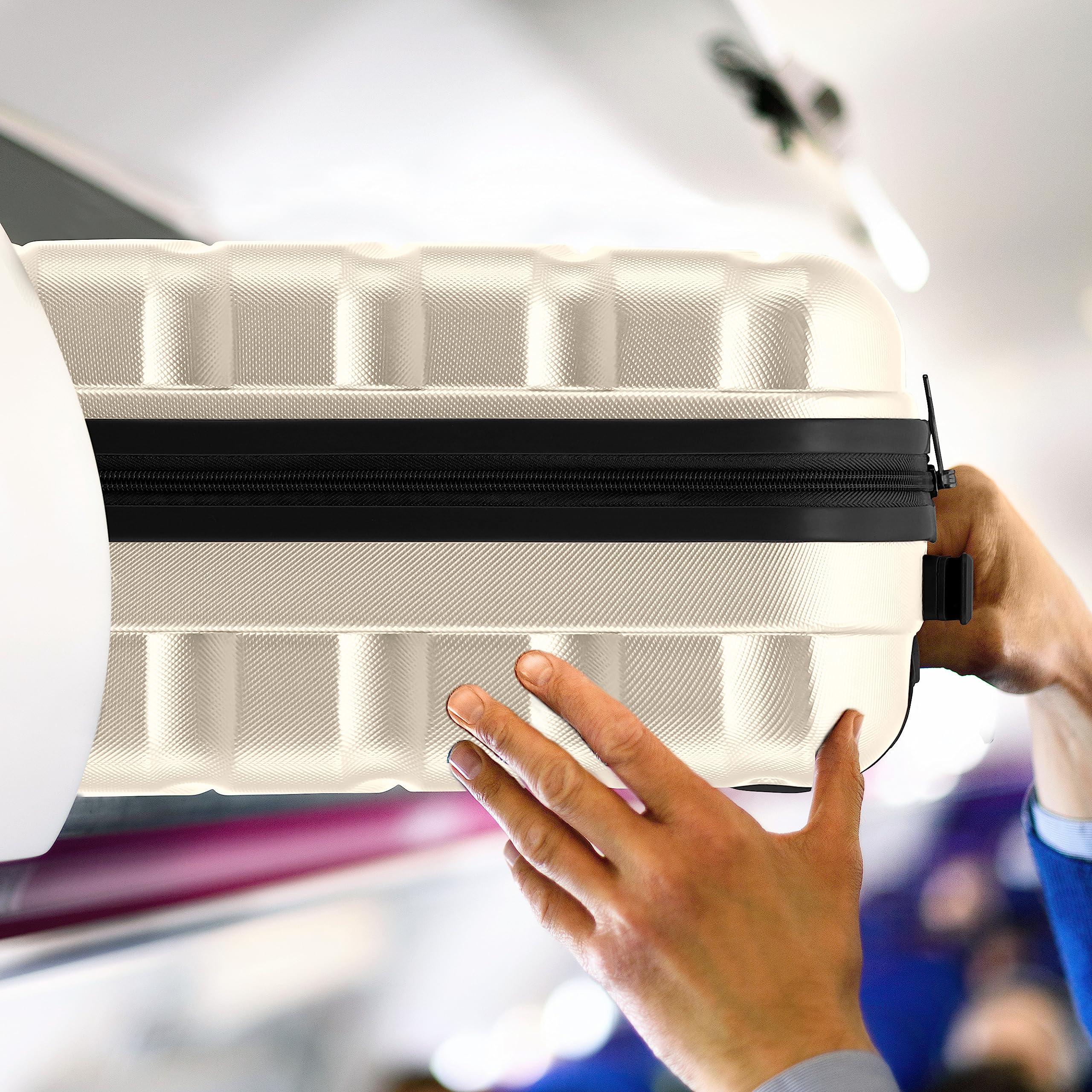 Flight Knight 55x40x20 Ryanair Priority Cabin Suitcase, Also for EasyJet, Jet2, Lightweight,ABS Hard Shell, Durable 4-Wheel Cabin Case, Carry-On Size 10kg Hand Luggage, Travel Bag- 55 x 40 x 20