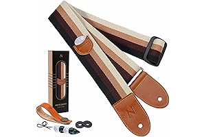 Nefelibata Guitar Strap, Van Gogh Art Cotton Full Grain Leather Ends Guitar Straps