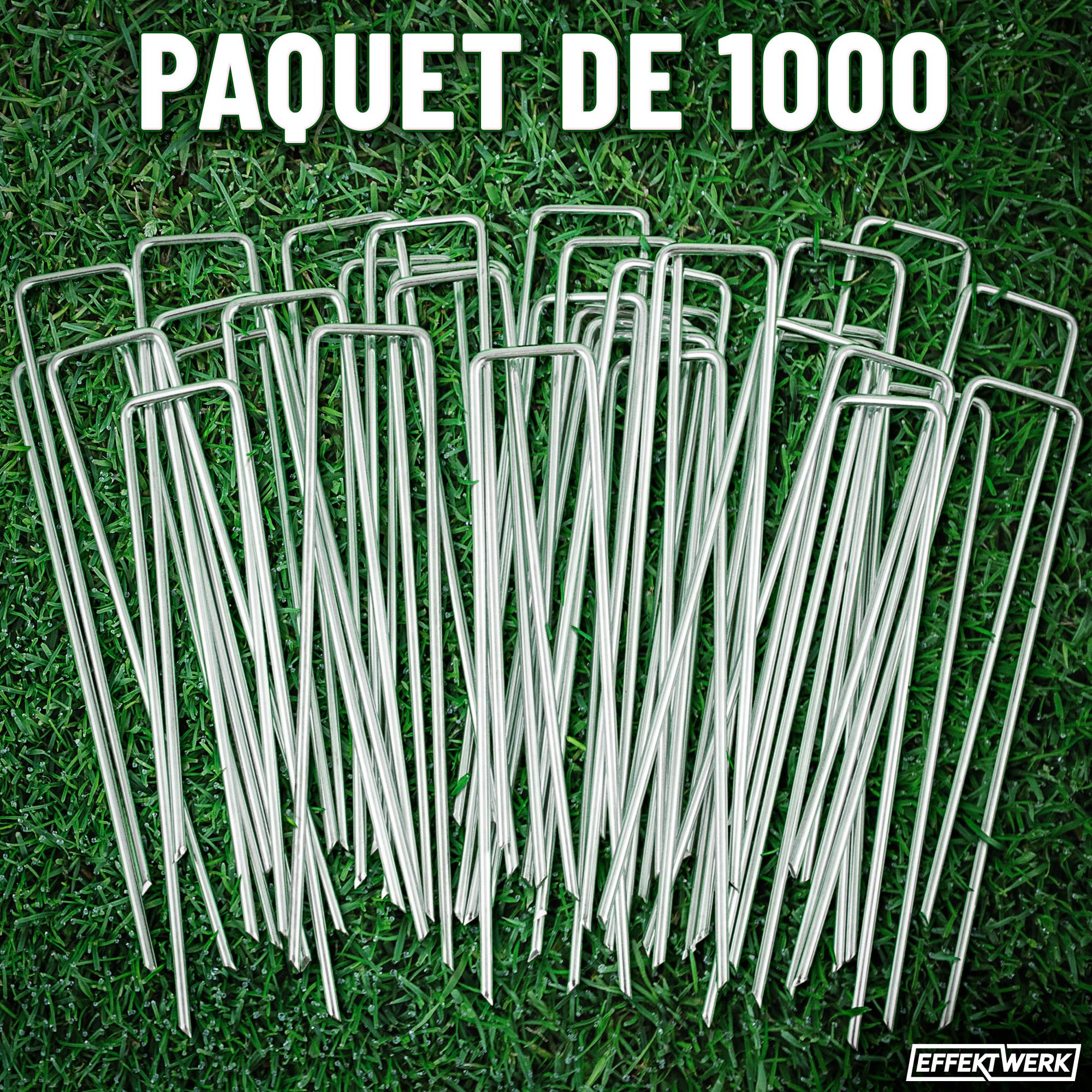 Piquets de Jardin (6"/150 mm, 1000 PK), agrafes galvanisées en Forme de U, épingles en Tissu pour barrière Contre Les Mauvaises Herbes et Installation de Gazon