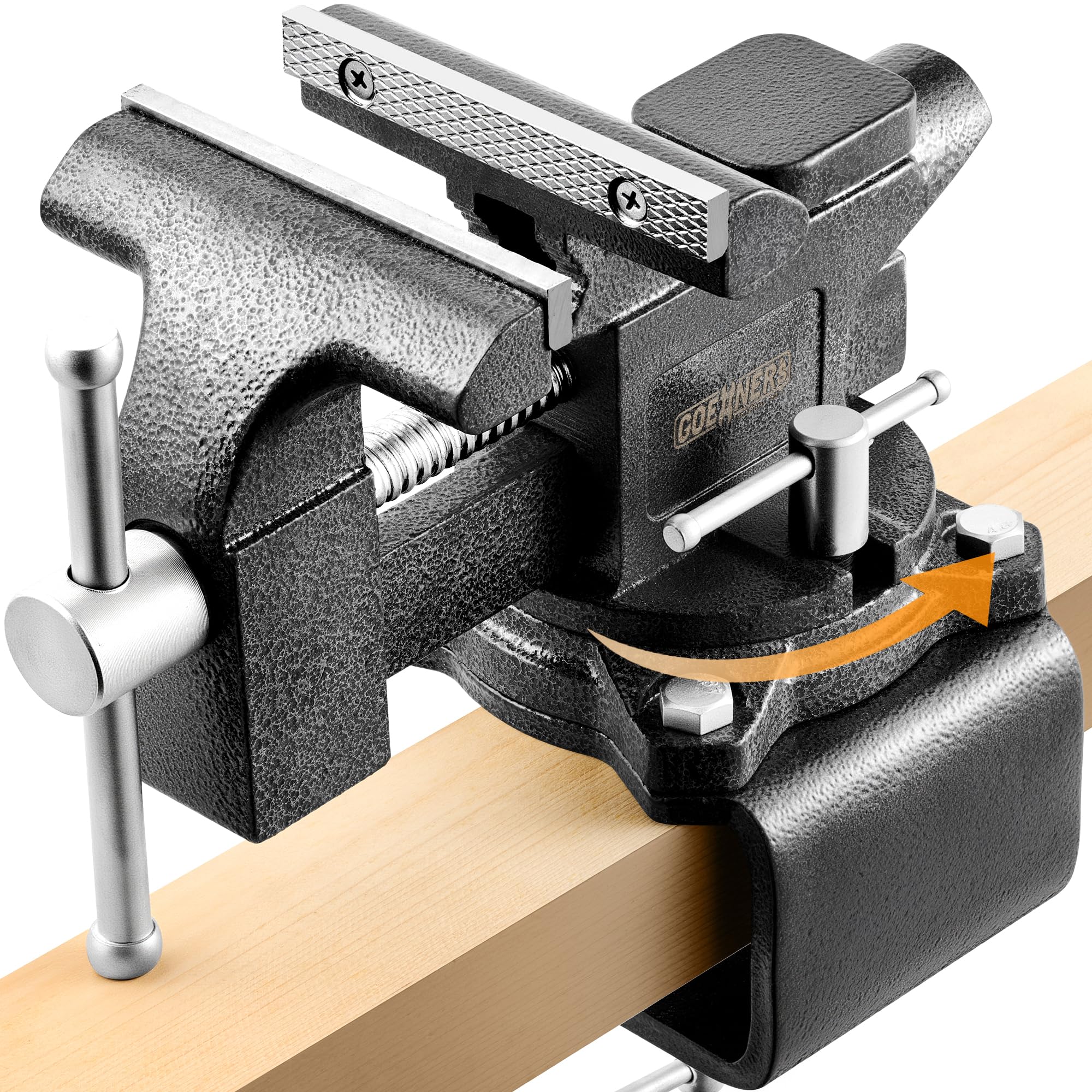 Updated 2-In-1 Bench Vise or Table Vise 4.5 Inch, Clamp Vice for Workbench Constructed with Cast Steel, Heavy Duty Workbench Vise Swivel for Woodworking