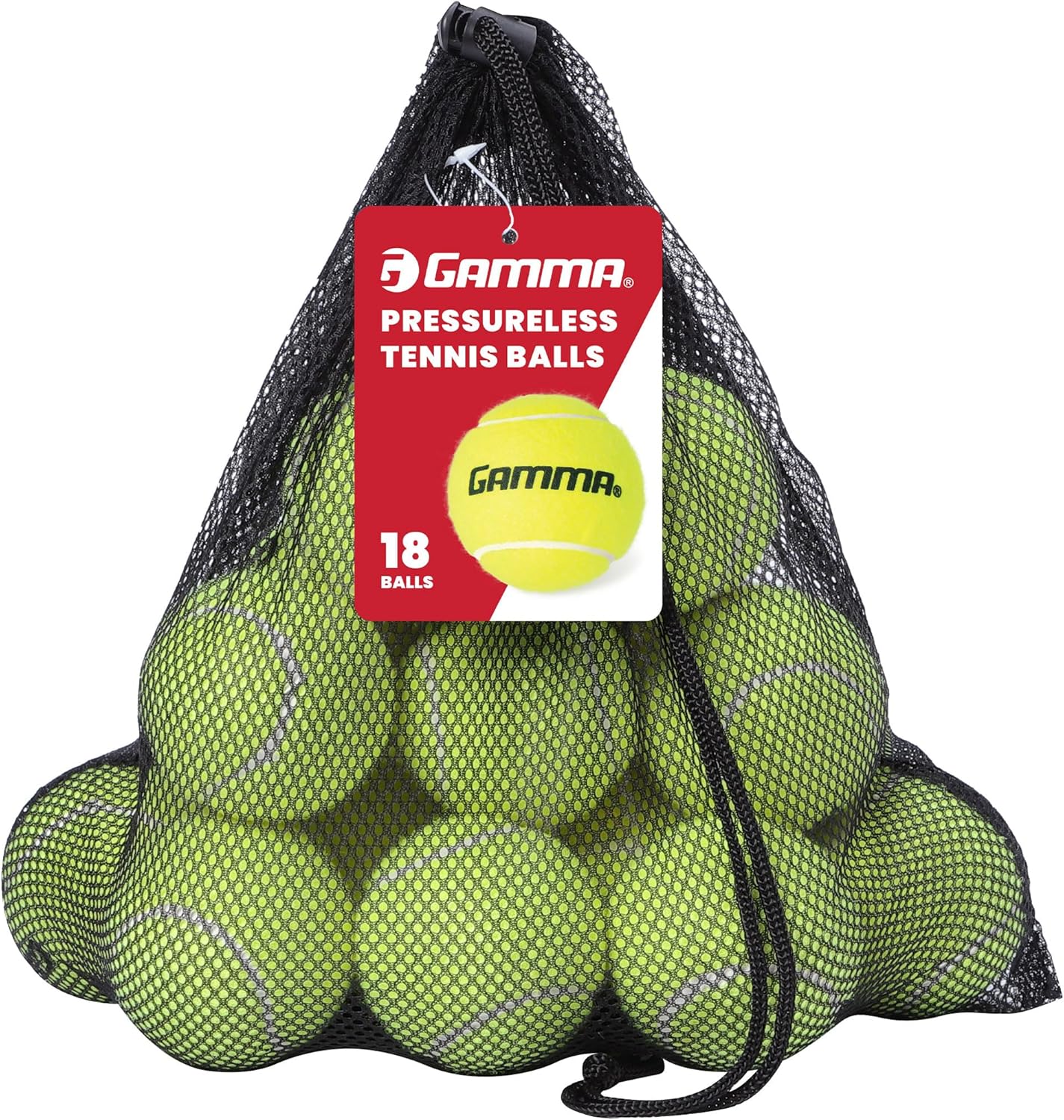 Gamma Pressureless Tennis Ball Bags, 10, 12, 18, 20 Pack Sizes, Tennis Lessons & Practice, Longer Durability & More Bounce, Colored Tennis Balls, Training, Coaching. Indoor & Outdoor Balls
