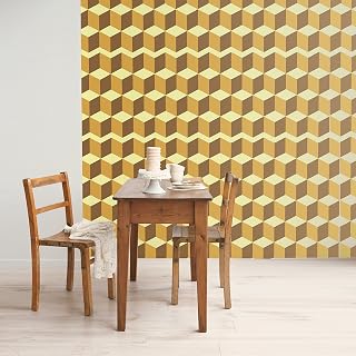 Walplus - Mural de Pared (Vinilo, 63,5 x 63,5 x 3 cm), diseño de Cubos, Color Amarillo