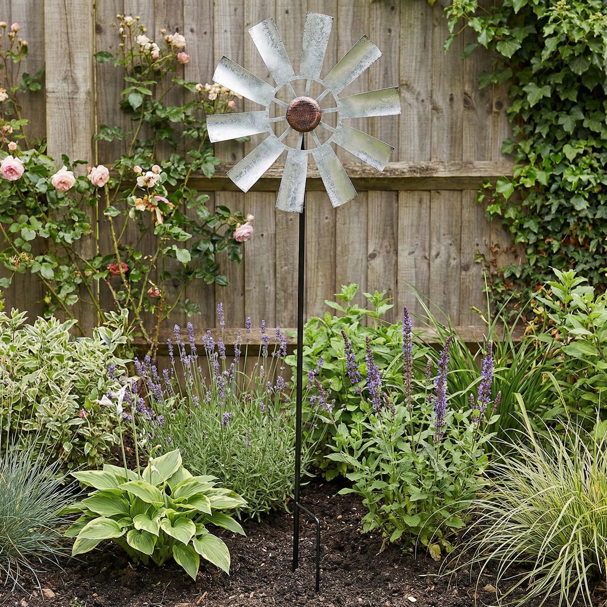 Moulin à Vent en Fer Résistant aux Intempéries, Installation Facile, Lot de 2 pour Décoration Extérieure et Jardin Style Art en Fer