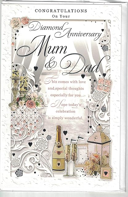 Prelude Mum & Dad 60th Anniversary Card ~ Congratulations Mum & Dad On Your Diamond Anniversary ~ Large Quality Card