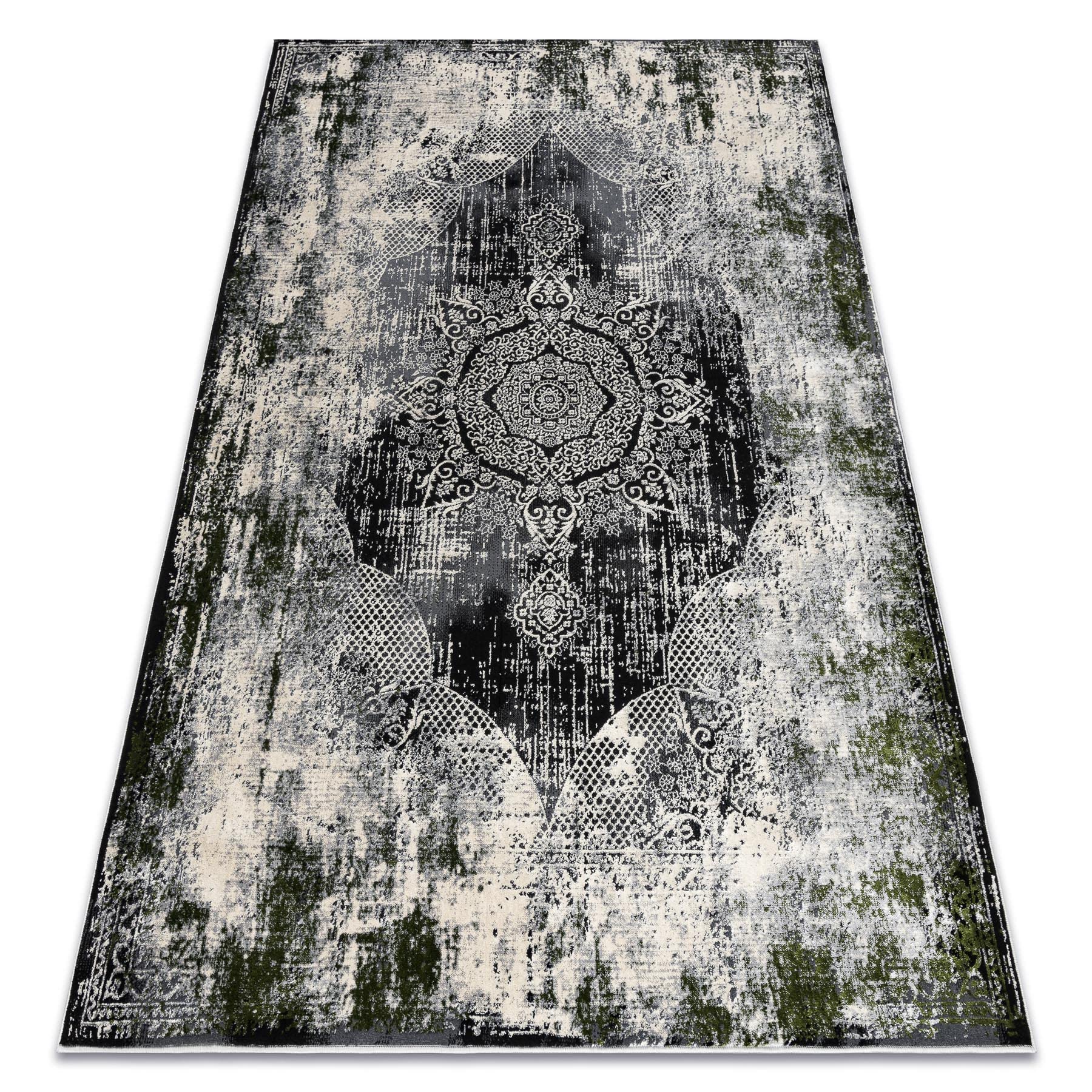 Tapis de salon Vinci vert et ivoire pour une chambre d'enfant chaleureuse