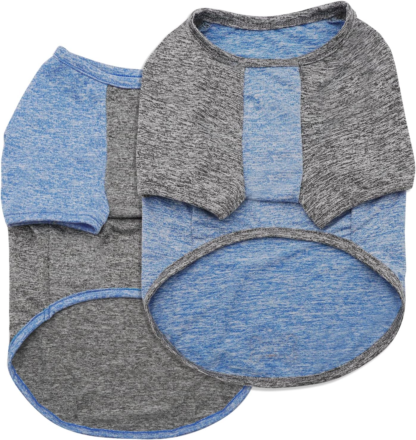 KYEESE 2Pack Dog Shirt with Sleeves, Lightweight Sun Protection Dog T Shirts for Small Dogs Boy, Breathable Pet Tank Top Reflective Dogs Clothes for Summer Outdoor Walking, Blue+Grey, M