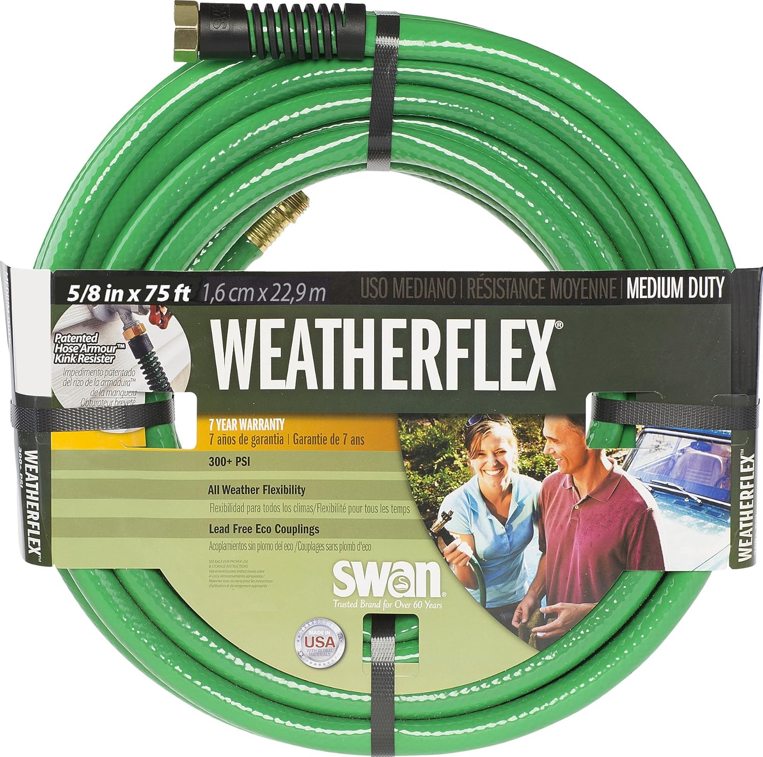 Swan Products SNWF58075 Weatherflex Medium Duty All Temperature Use Garden Hose 75 ft, 5/8" diameter