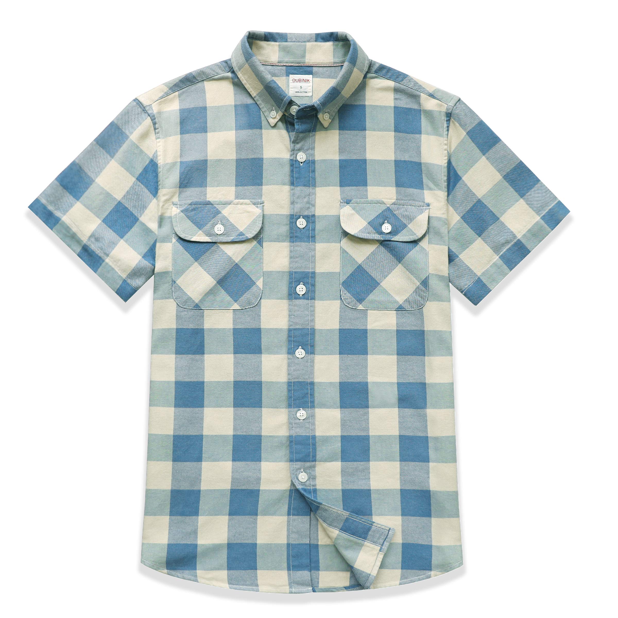 Dubinik Camisas Manga Corta Hombre Algodón A Cuadros Camisas para Hombre Manga Corta Casual con Bolsillos