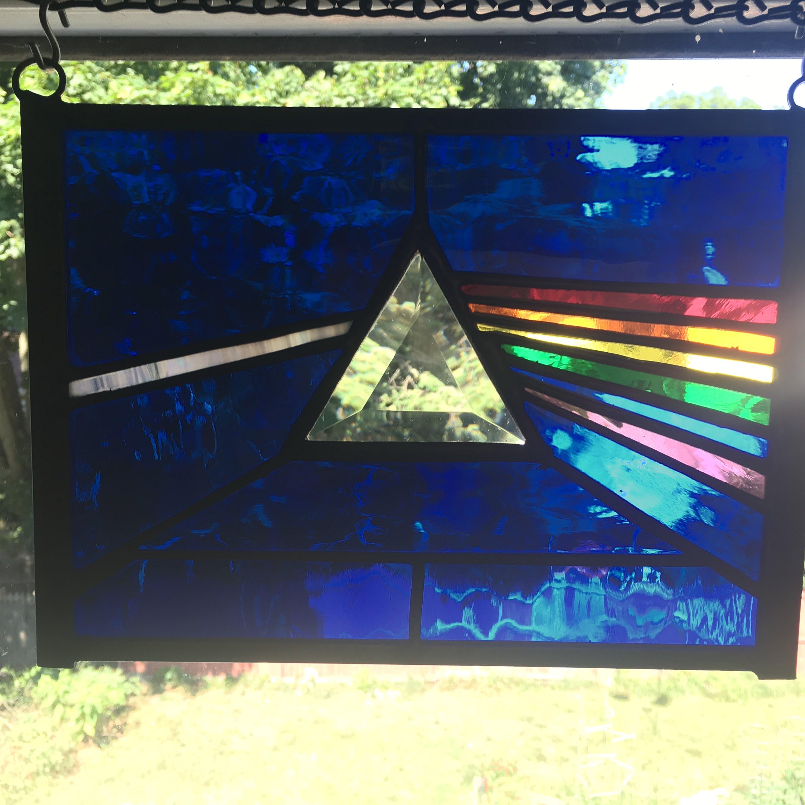 6 x 9 Pink Floyd inspired Dark Side Of The Moon Stained Glass Panel