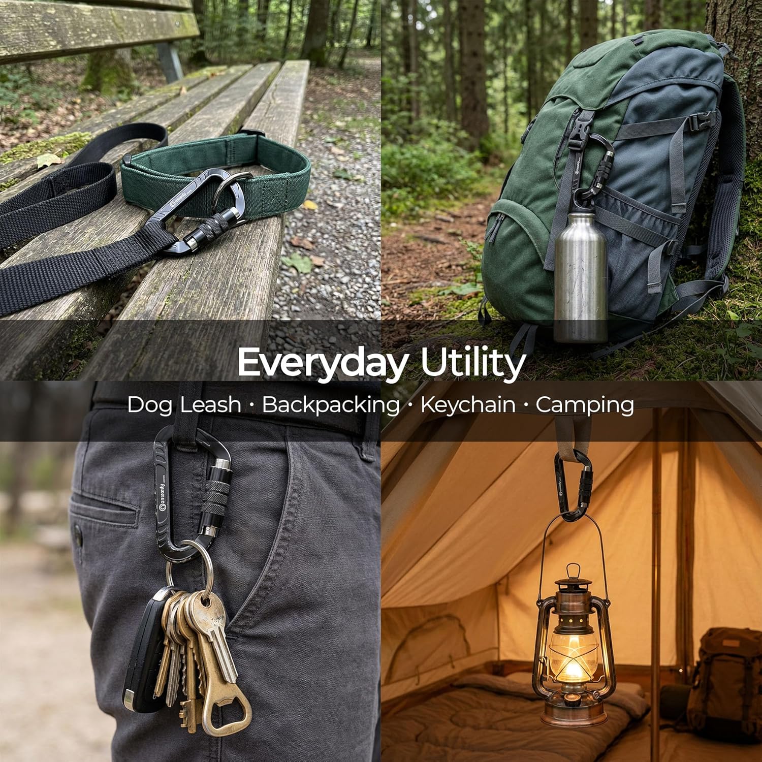 3inch Auto Locking Carabiner Clips Heavy Duty, 12KN /2697lbs Lightweight keychain carabiners, Sturdy Twist Lock Caribeeners for Camping Hiking Hammock Swing Backpack, dog leash and Harness etc - Image 5