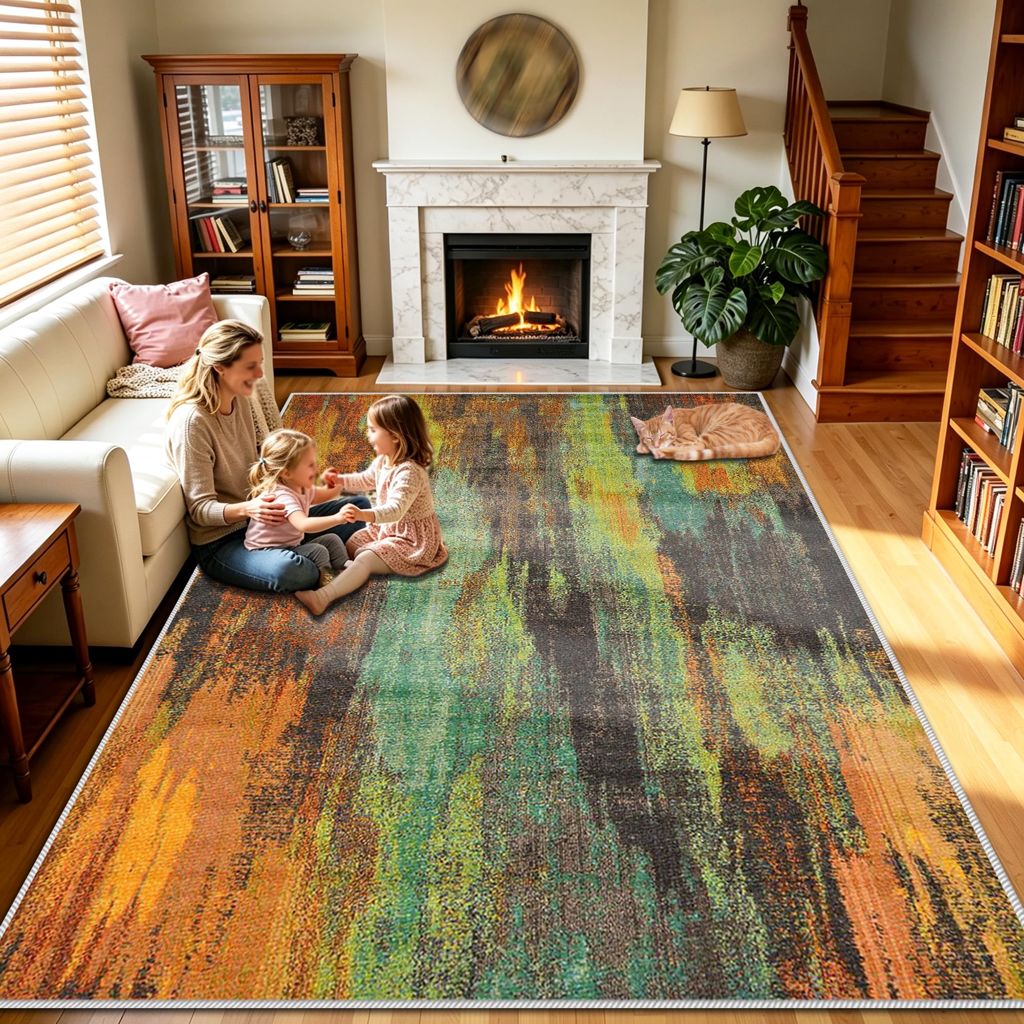 Tapis de salle a manger vintage lavable et antidérapant 100x130