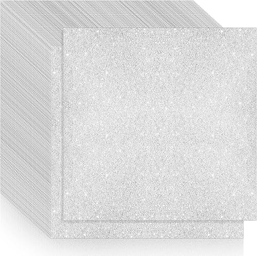 50 hojas de cartulina con purpurina de 12 x 12 pulgadas, papel de cartulina gruesa con purpurina para manualidades, papel brillante para hacer