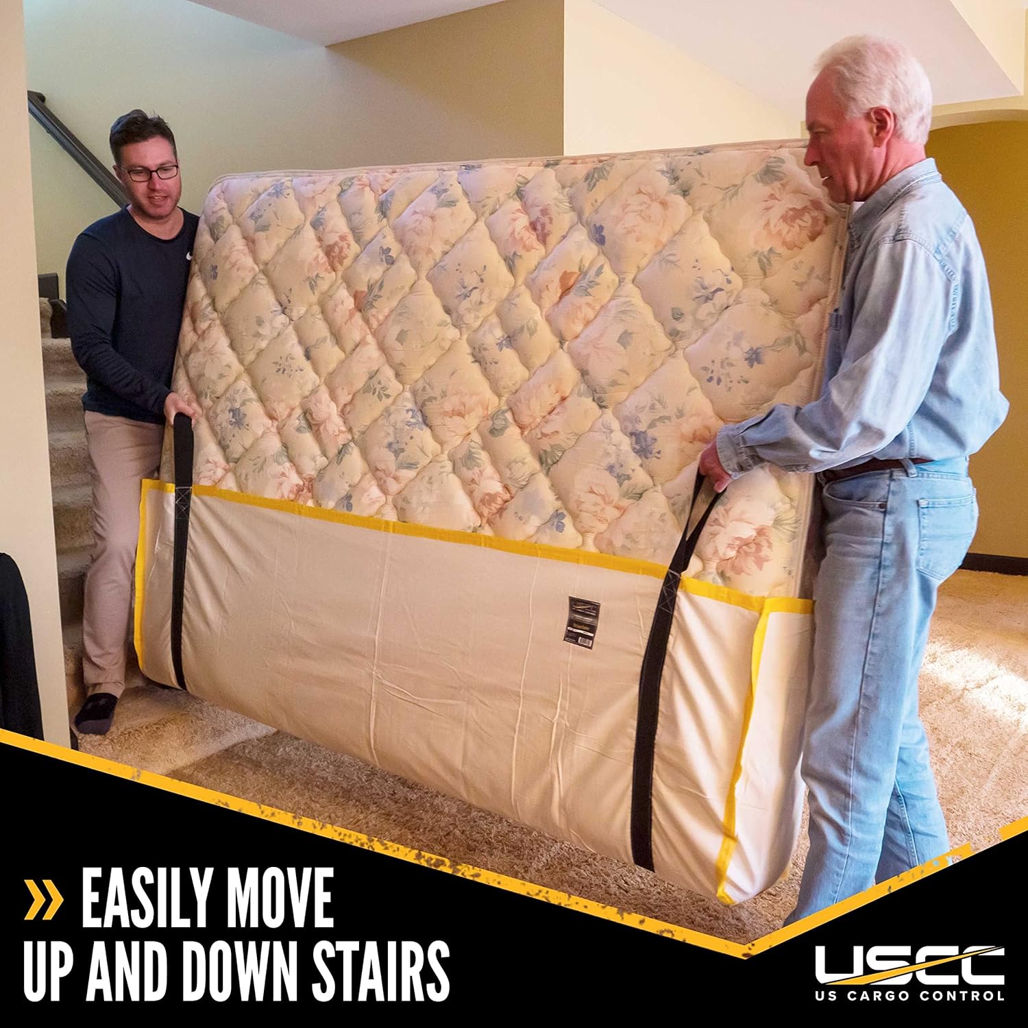 US Cargo Control Canvas Mattress Carrier with Handles 78" x 24", Reusable Mattress Bags for Moving King, Queen, Full, and Twin - Furniture Covers for Moving, Storage, and Deliveries