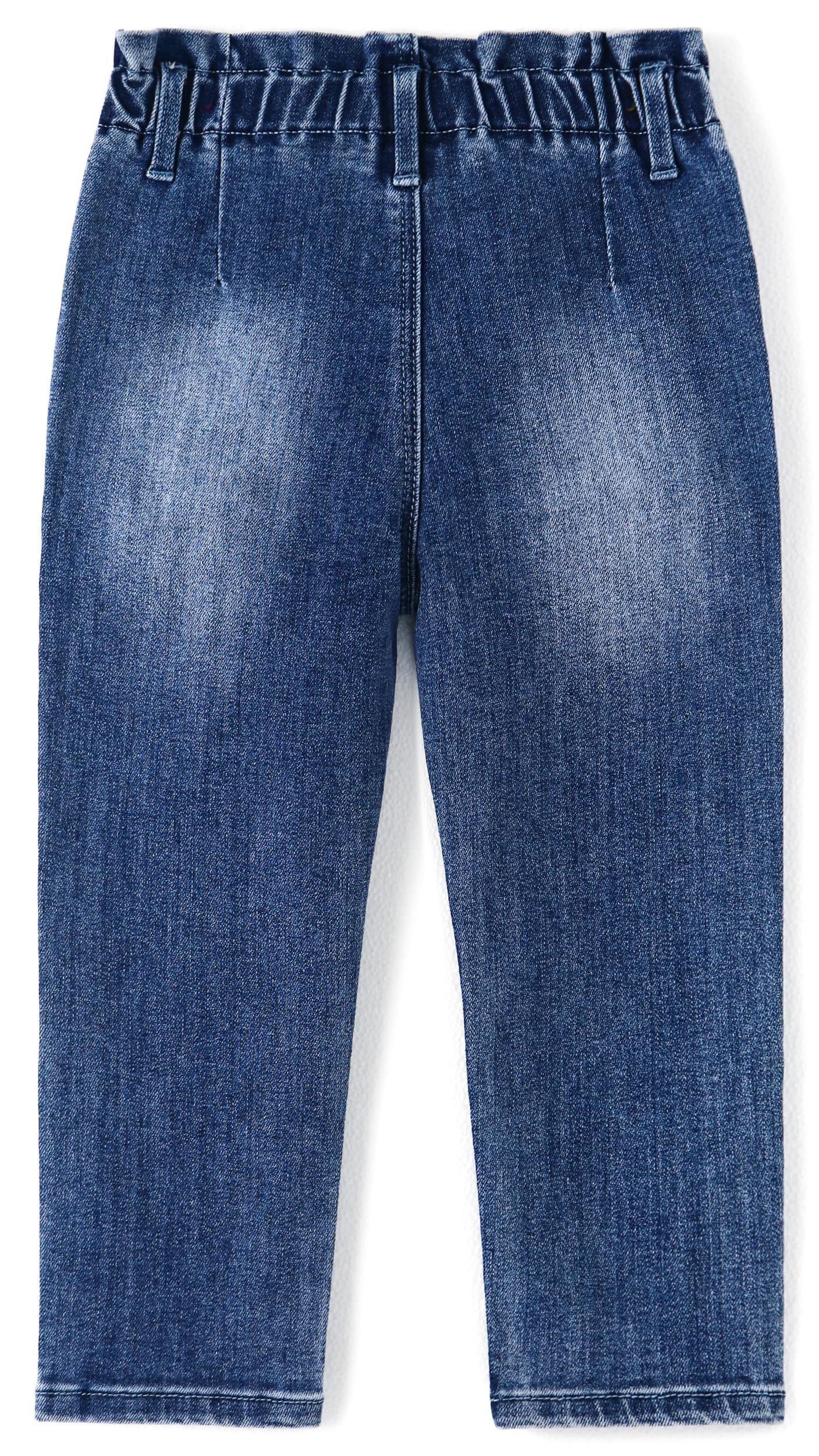 KIDSCOOL SPACE Pantalone in Denim con Volant ed Elastico in Vita per Bambine