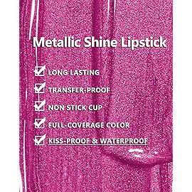 MAKI YIKA Hot Pink Lipstick for Women Metallic Lipsticks Glitter Long Lasting Lipstick No Smudge No Transfer Liquid Lip Gloss (BR19 Unheated)
