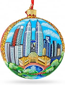 Petronas Twin Towers, Kuala Lumpur, Malaysia Glass Ball Ornament 4 Inches