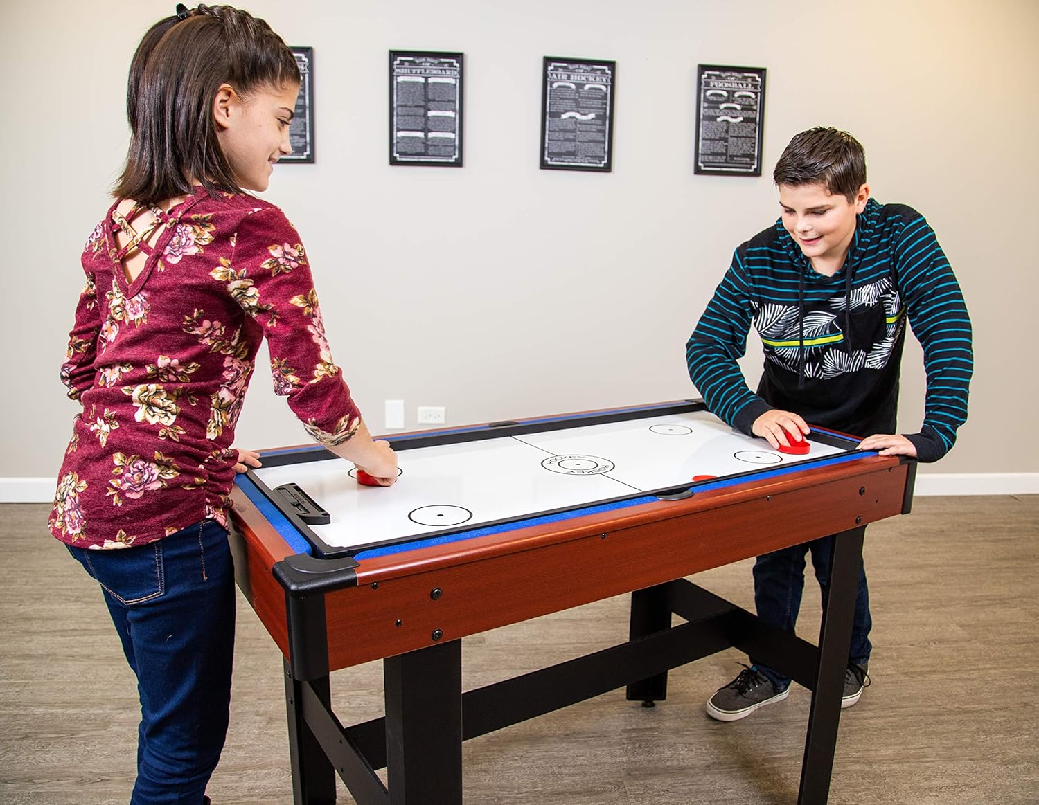 Hathaway BG1131M Triad 3-in-1 48-in Multi Game Table with Pool, Glide Hockey, and Table Tennis for Family Game Rooms,Blue : Everything Else