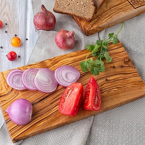 Miniatura 3 de Forest Decor Tabla de cortar de madera de olivo, tabla de cortar de cocina de madera sostenible natural para carne, pan, verduras, pequeña tabla de
