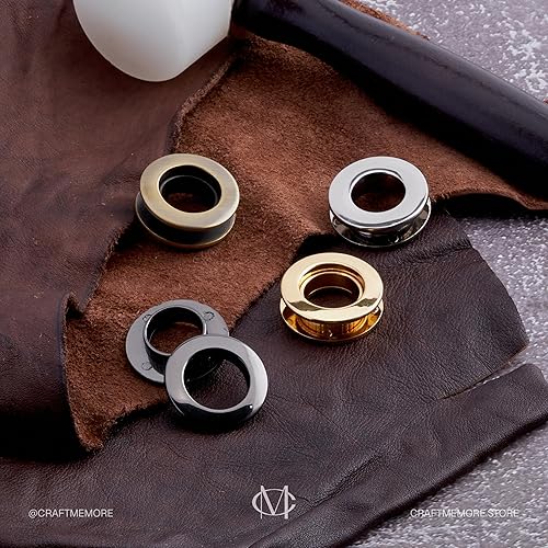 Miniatura 19 de CRAFTMEMORE Anillos de metal a presión con ojales de superficie plana, anillos tóricos para bolso, fácil instalación, paquete de 4 (0.433 in