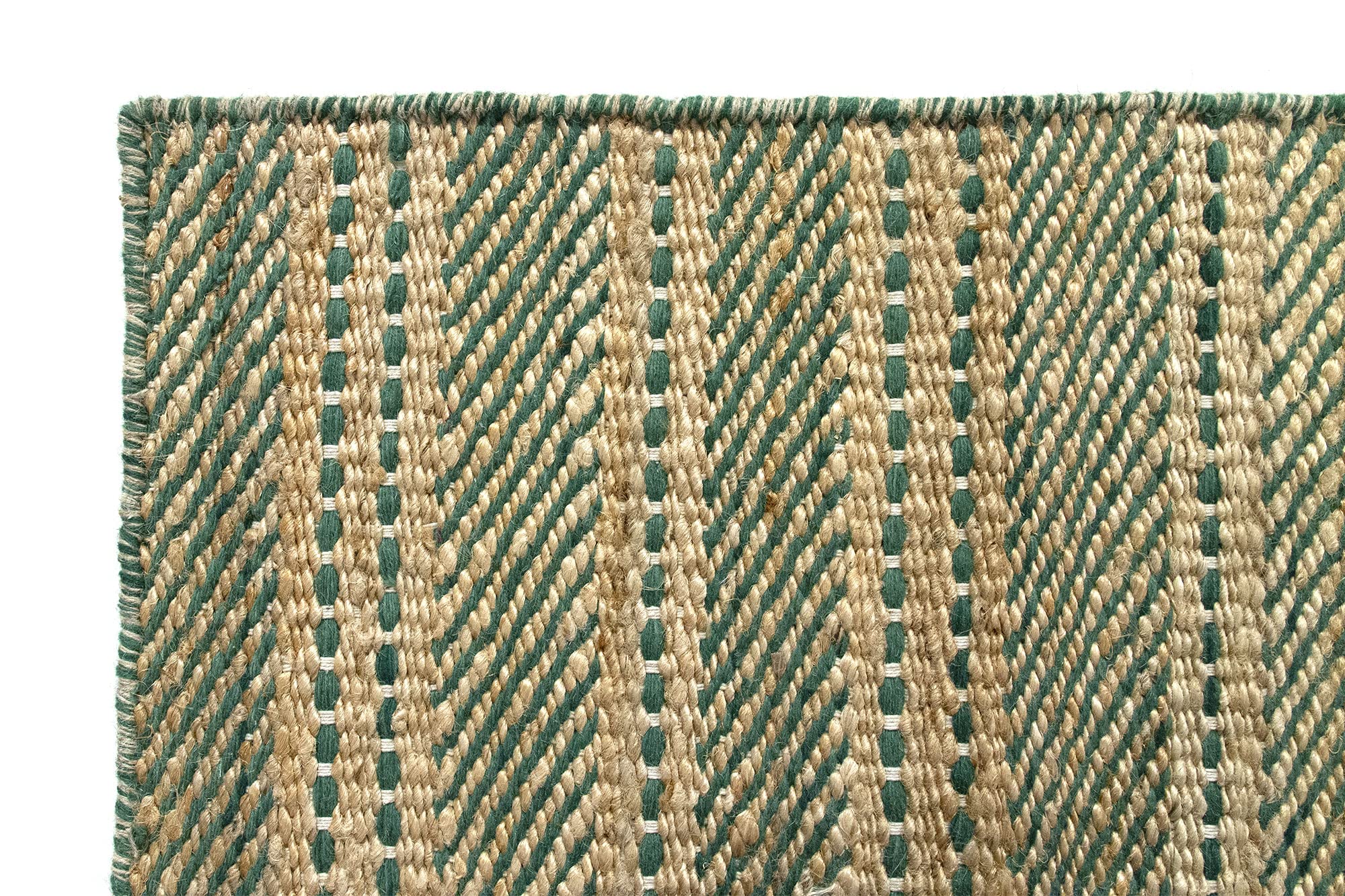 HAMID - Packen 2 Teppiche Woll- und Jute-Teppich Olivia, Handgewebter Woll-Jute-Teppich für Wohnzimmer, Schlafzimmer, Natürliches Grün, (40 x 60 cm)