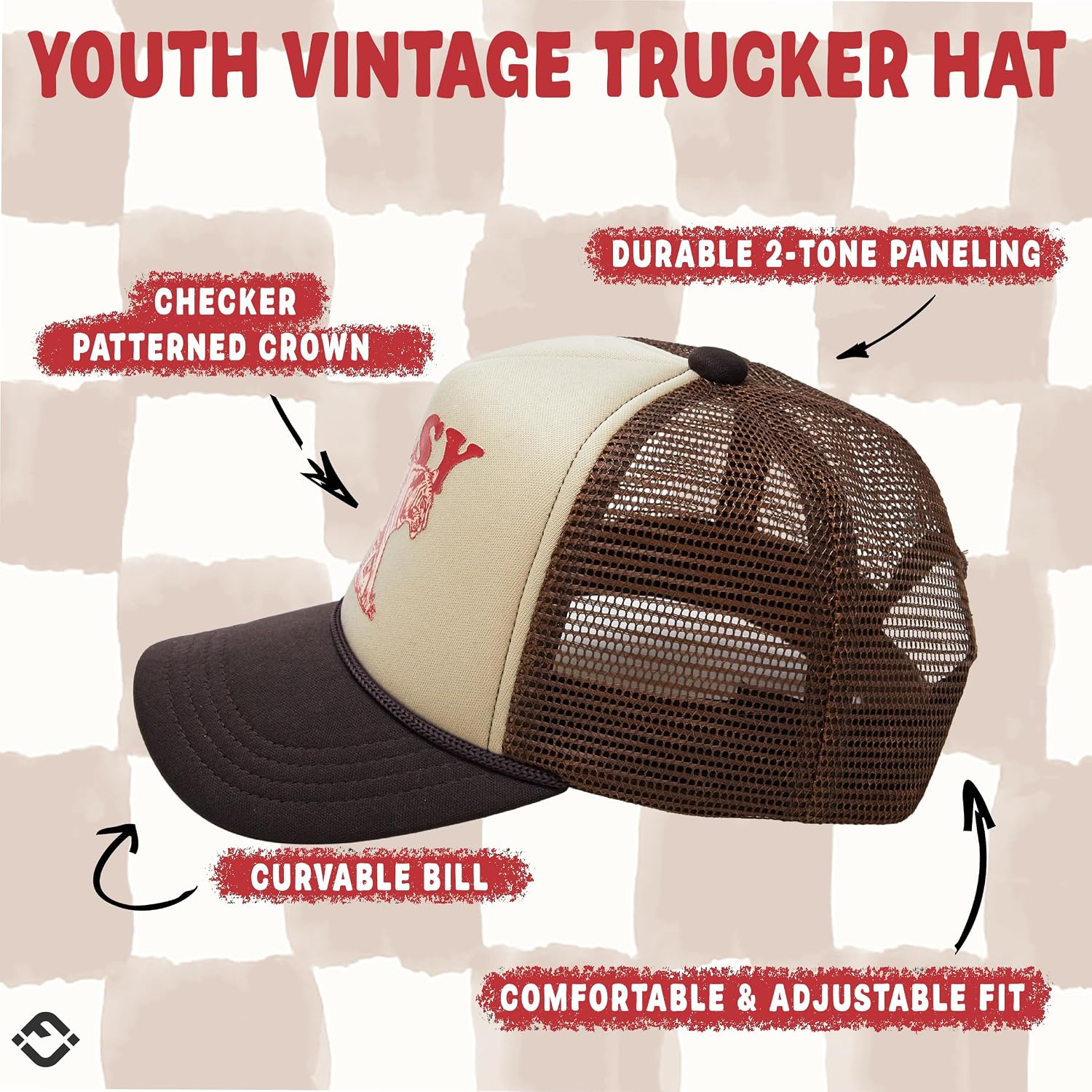 Funky Junque Kids Trucker Hat - Toddler Boys & Girls Flat Brim Baseball Cap, Youth Mesh Sun Beach Hat