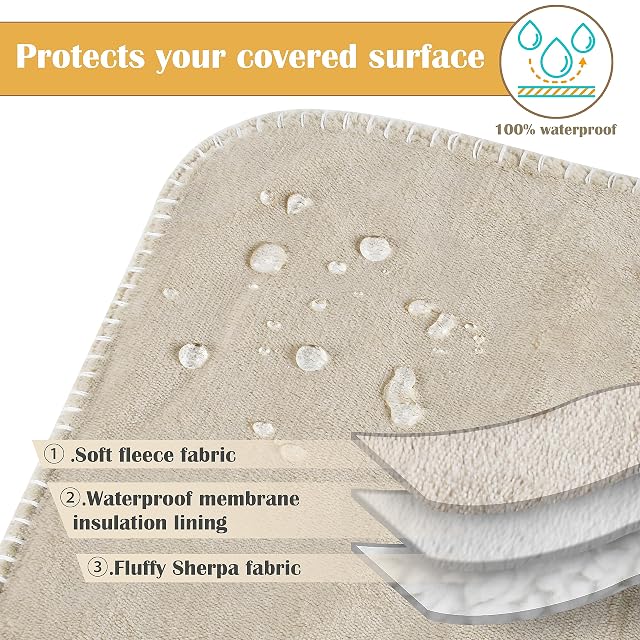 Foto 2 de 8 de Manta Impermeable con Estampado de Patas para Perros, Manta de Lana Sherpa a Prueba de meadas para sofá