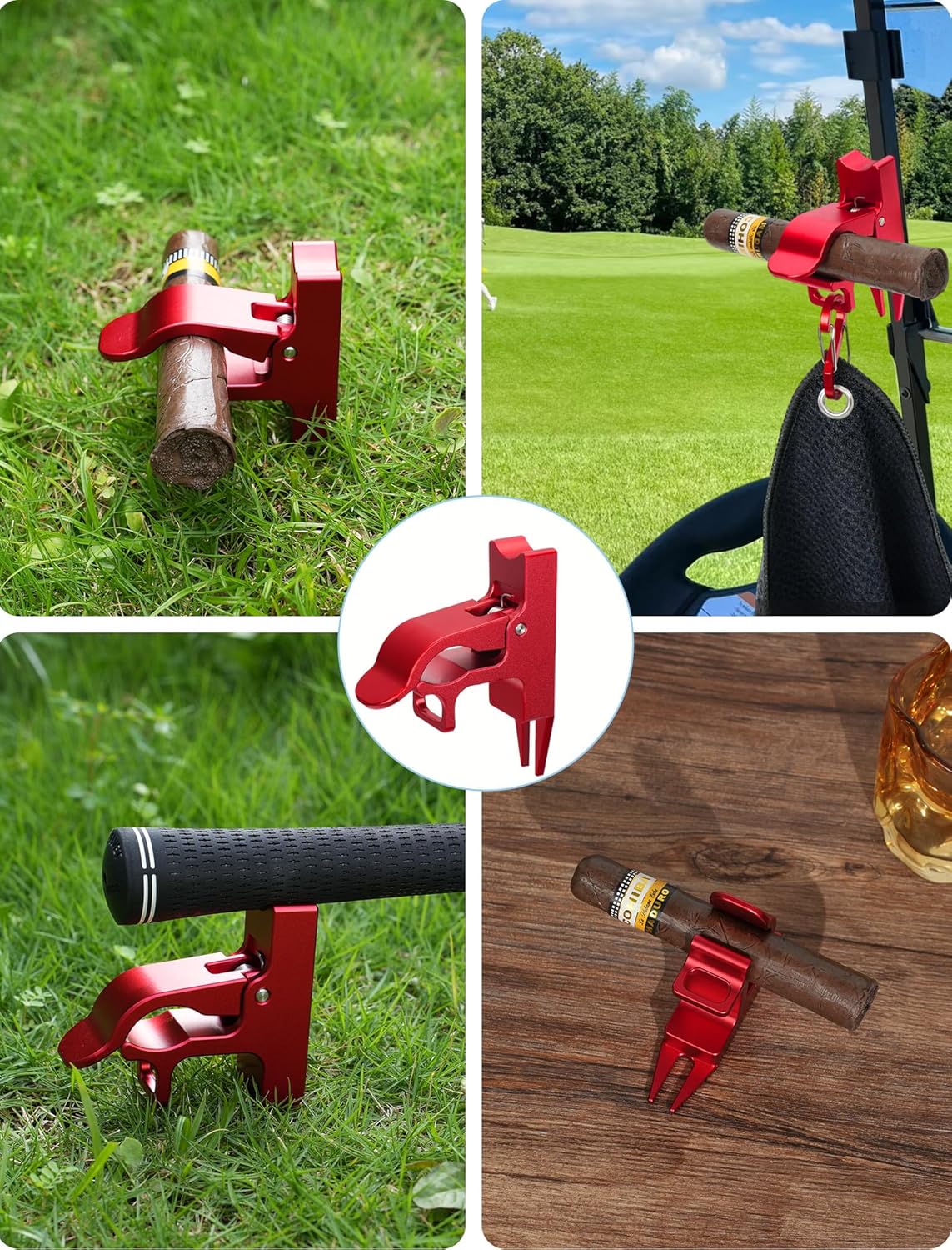 Magnetic Golf Cart Holder with Fork Design, Aluminum Alloy Magnetic Holder with Dual-Gate Carabiner, Easily Hold 30-80 Rings, Golf Cart Accessories, Ideal Golf Gifts for Men