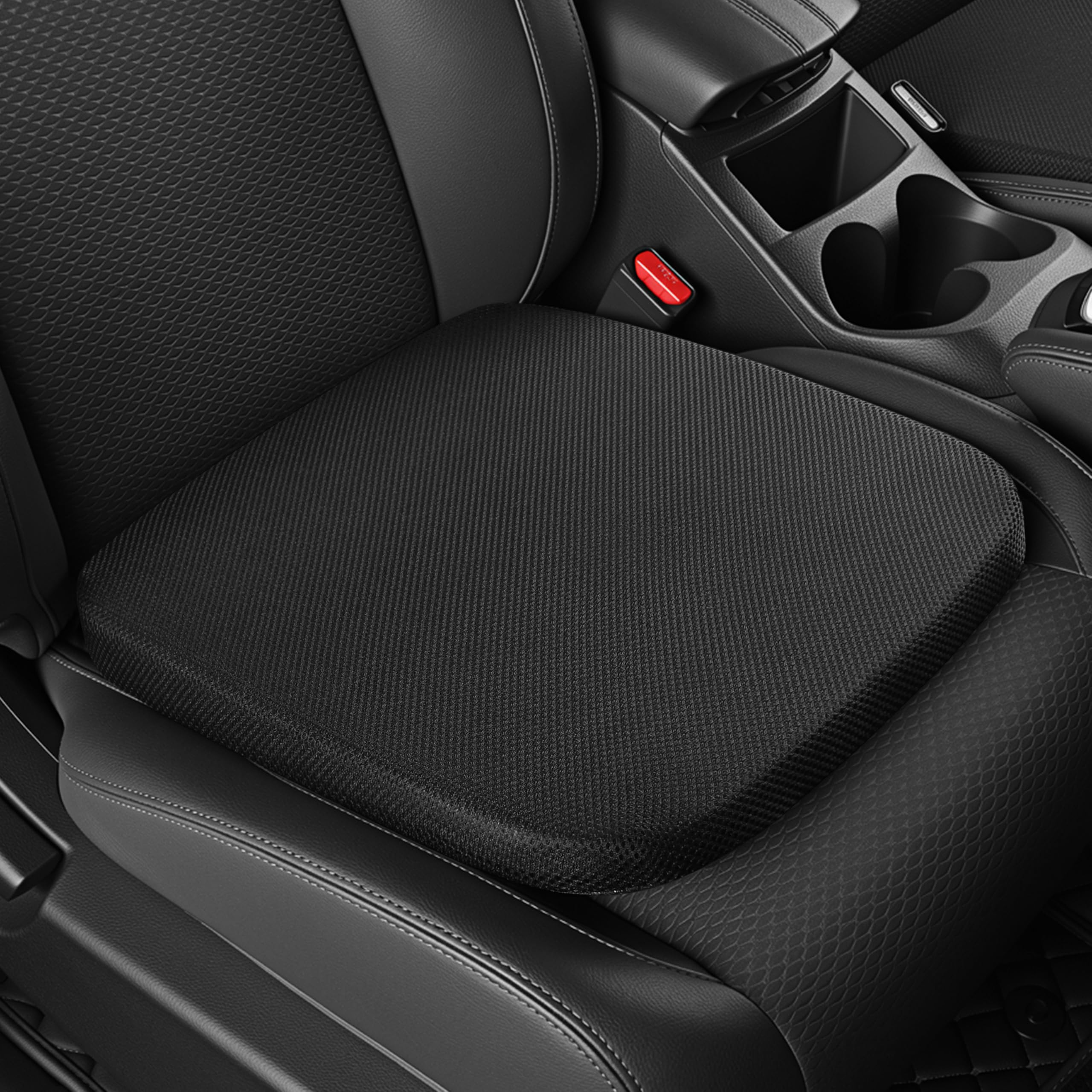 POKSRI Seat Cushion Wedge Memory Foam Medium Soft Breathable Mesh Fabric for Car Office Posture Correction Lower Back Pain Relief Perfect for Driving, Resting, Studying, Desk Work