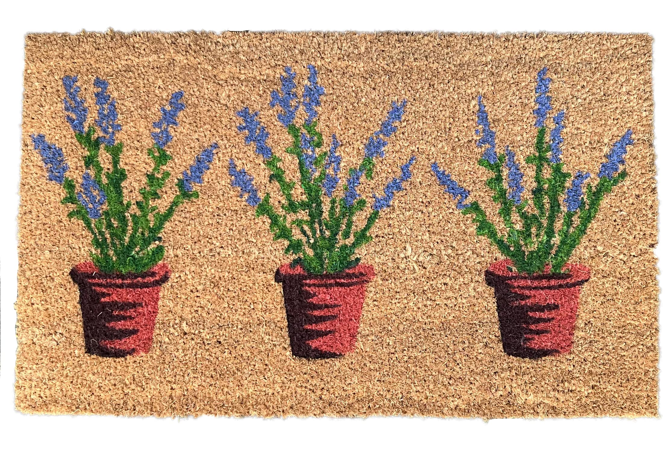 Selections Coir Entrance Doormat with Lavender Lavandula Pots Design