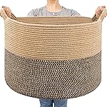 Goodpick Extra Large Wicker Storage Basket, 83L Woven Blanket Storage for Living Room, Round Baby Basket for Clothes, Big Laundry Hamper for Pillow, 21.7 x 13.8 inches