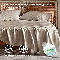 Vista 3 de Bedsure King Size Sheets Set, Cooling Sheets for Hot Sleepers, Rayon Derived from Bamboo, Breathable & Soft, Deep Pocket Up to 16 Inches, Hotel 17