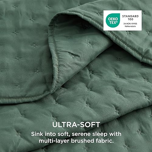 Vista 114 de Bedsure - Juego de colcha tamaño individual extralargo, ultrasónico suave, diseño de trébol, colcha ligera para todas las estaciones