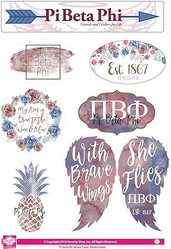 Pi Beta Phi - Hoja de pegatinas - Tema acuarela