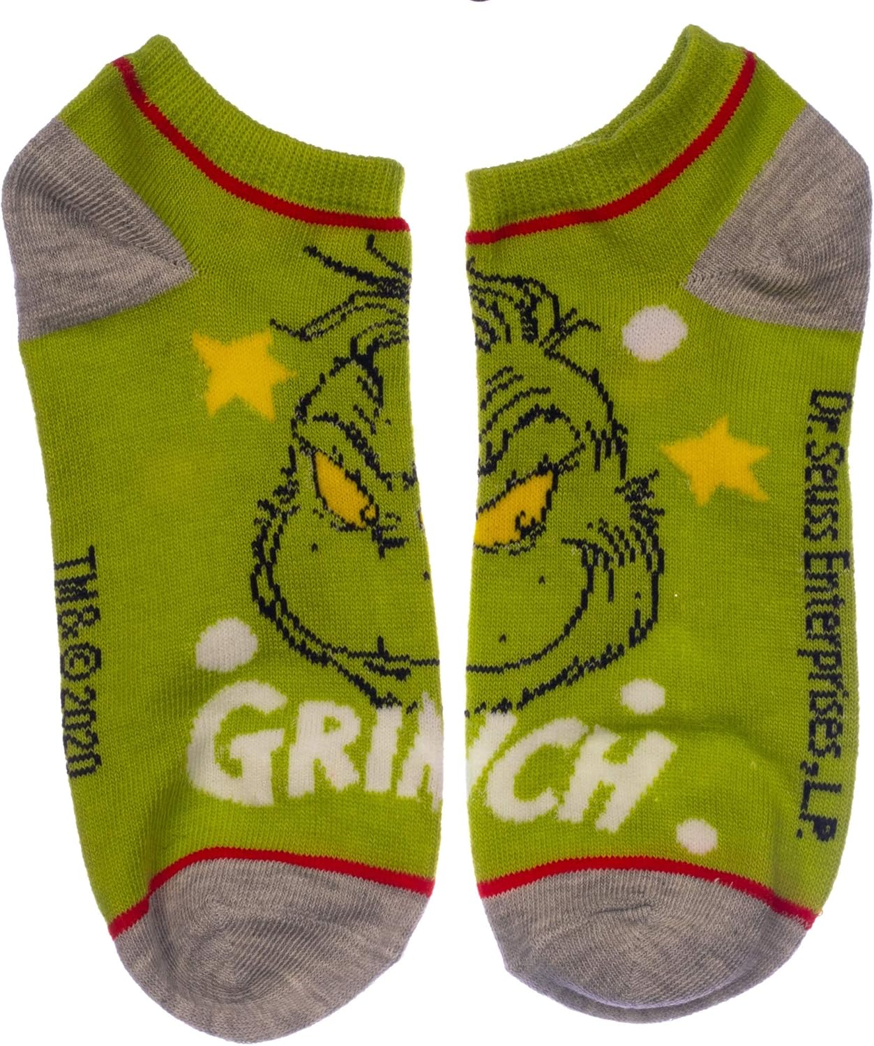 Bioworld Dr. Seuss The Grinch Who Stole Christmas 7 Pair Pack Juniors/Womens Ankle Socks Shoe Size 5-10 - Image 3