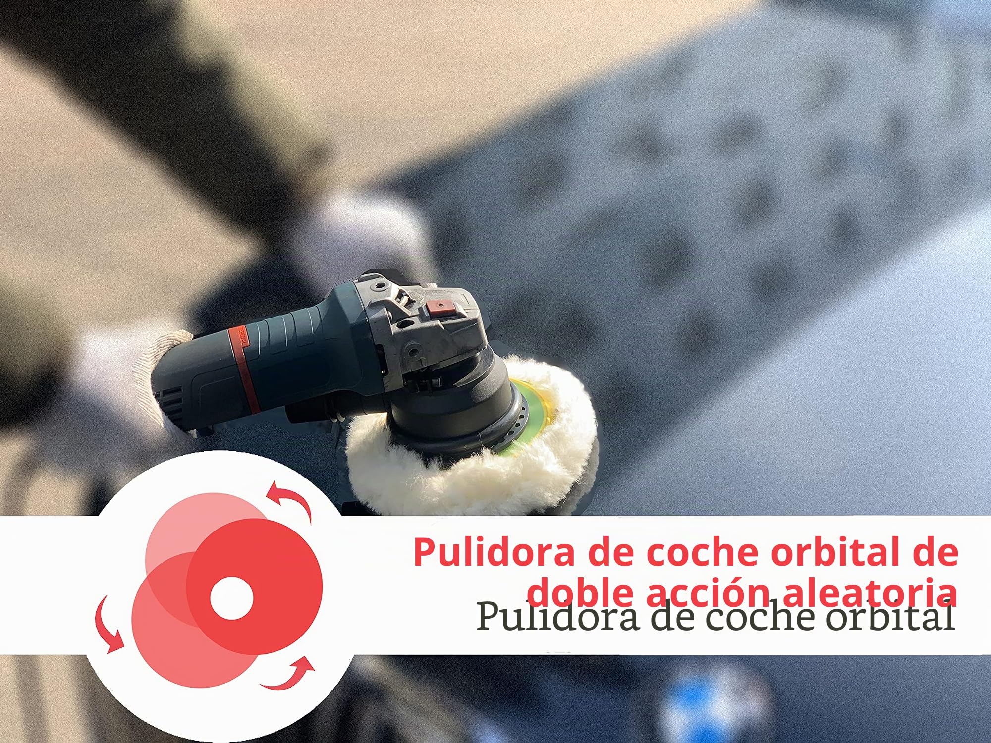 Aidelife Pulidora orbital Dual Action Car Buffer,1x Almohadilla de espuma 150mm,3x Discos de lijado 150mm