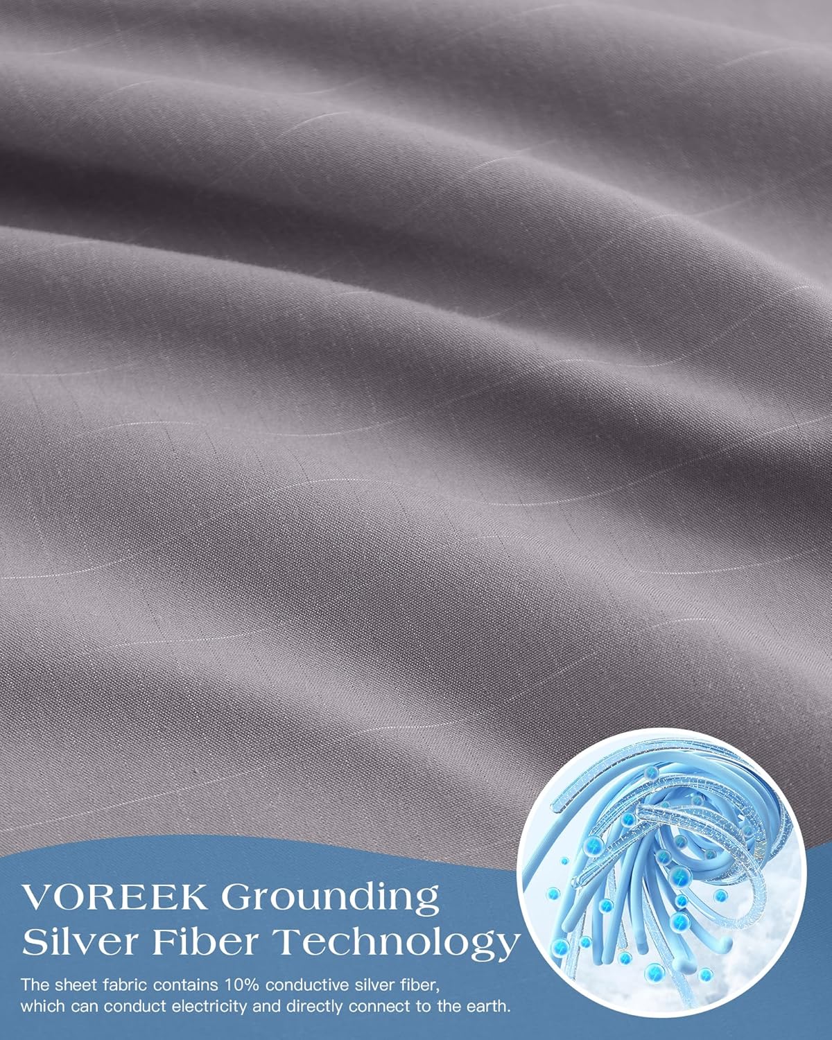 1PC Grounding Pillowcase 10% Pure Silver Fiber+90% Cotton, Grounding at Home-Make You Healthier's Earth Connected Pillow Cover with Grounding Cord Included (Deep Grey, 20x36in)