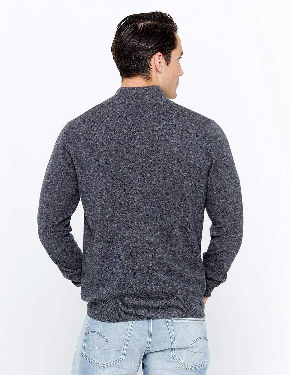State Cashmere Men's Half Zip Mock Neck Sweater 100% Pure Cashmere Polo Neck Pullover - Image 3