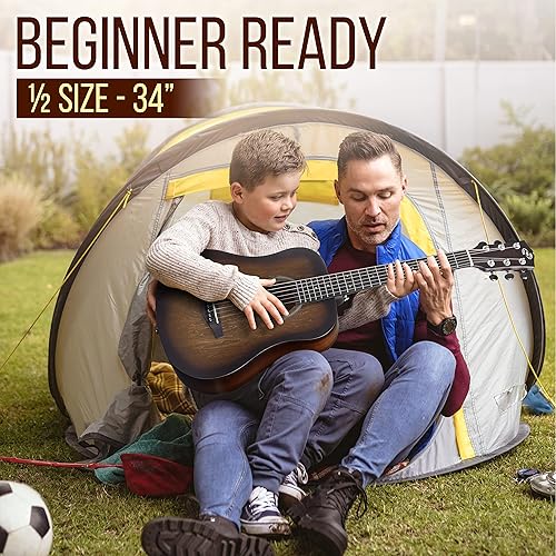 Miniatura 6 de Pyle Kit de guitarra acústica, 34 tamaño junior, instrumento de cuerda de acero de madera para principiantes, adultos, 36 pulgadas, marrón mate