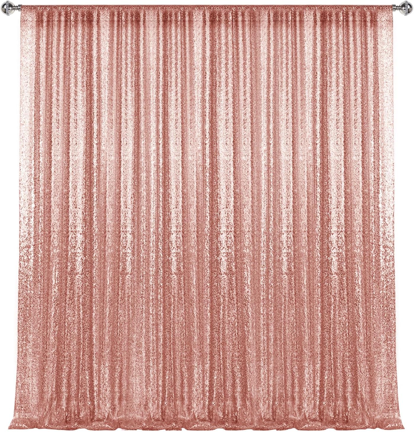 1010FT Rose Gold Sequin Backdrop Curtain, Photography Backdrop Glitter Curtains Fabric Background for Wedding Party Decor