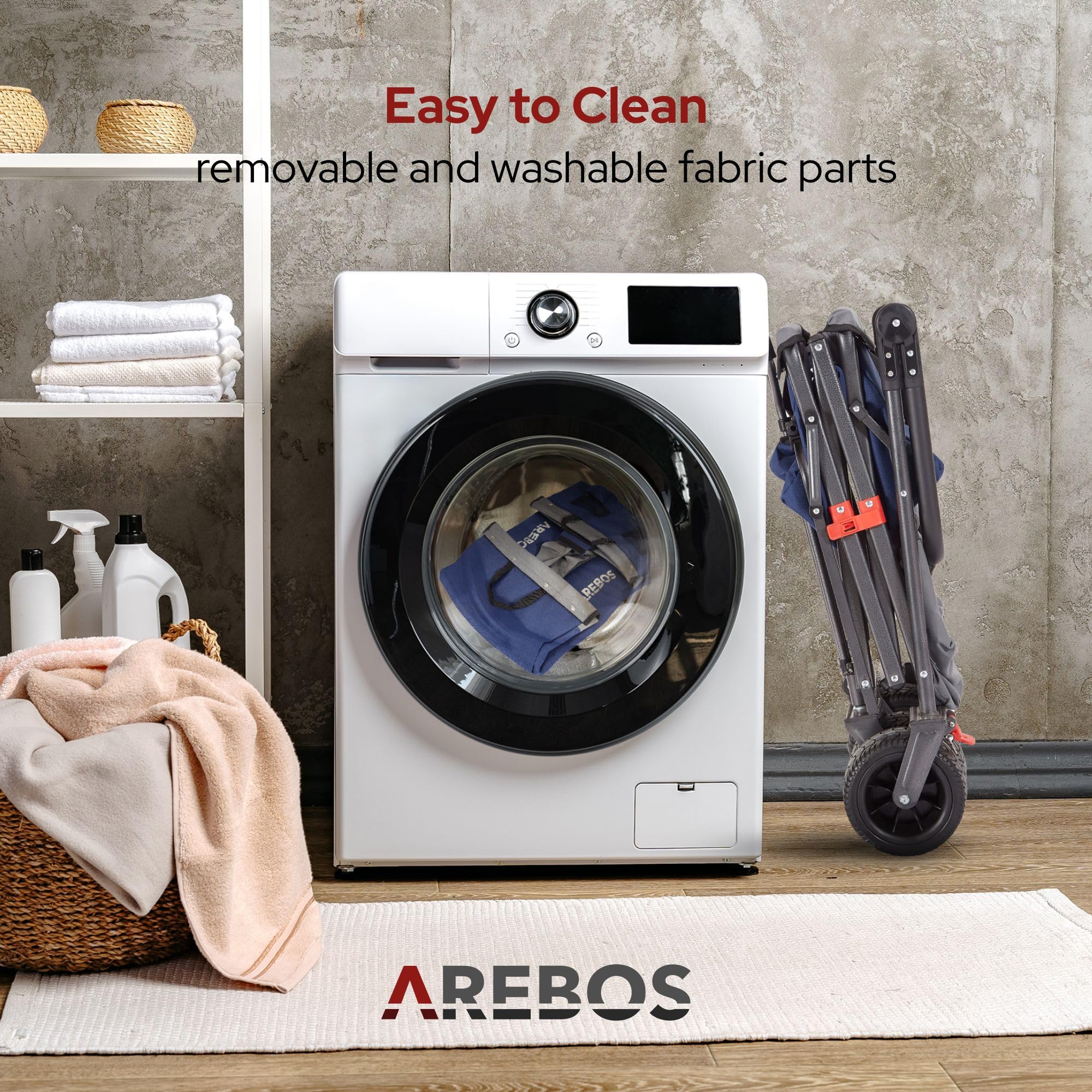 Arebos Carro Plegable con Techo | de Mano de Lujo | Carro de Transporte | Bolsa XXL | Plegable | hasta 100 kg | Carro para Herramientas | Ruedas Delanteras giratorias 360° | Azul