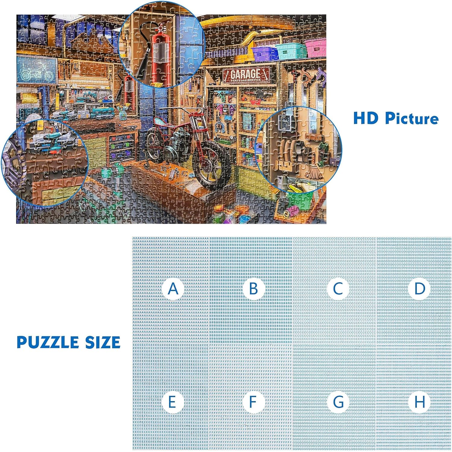 Lavievert Jigsaw Puzzle Case with Six Sorting Trays + 1000 Pieces Jigsaw Puzzle (Garage)