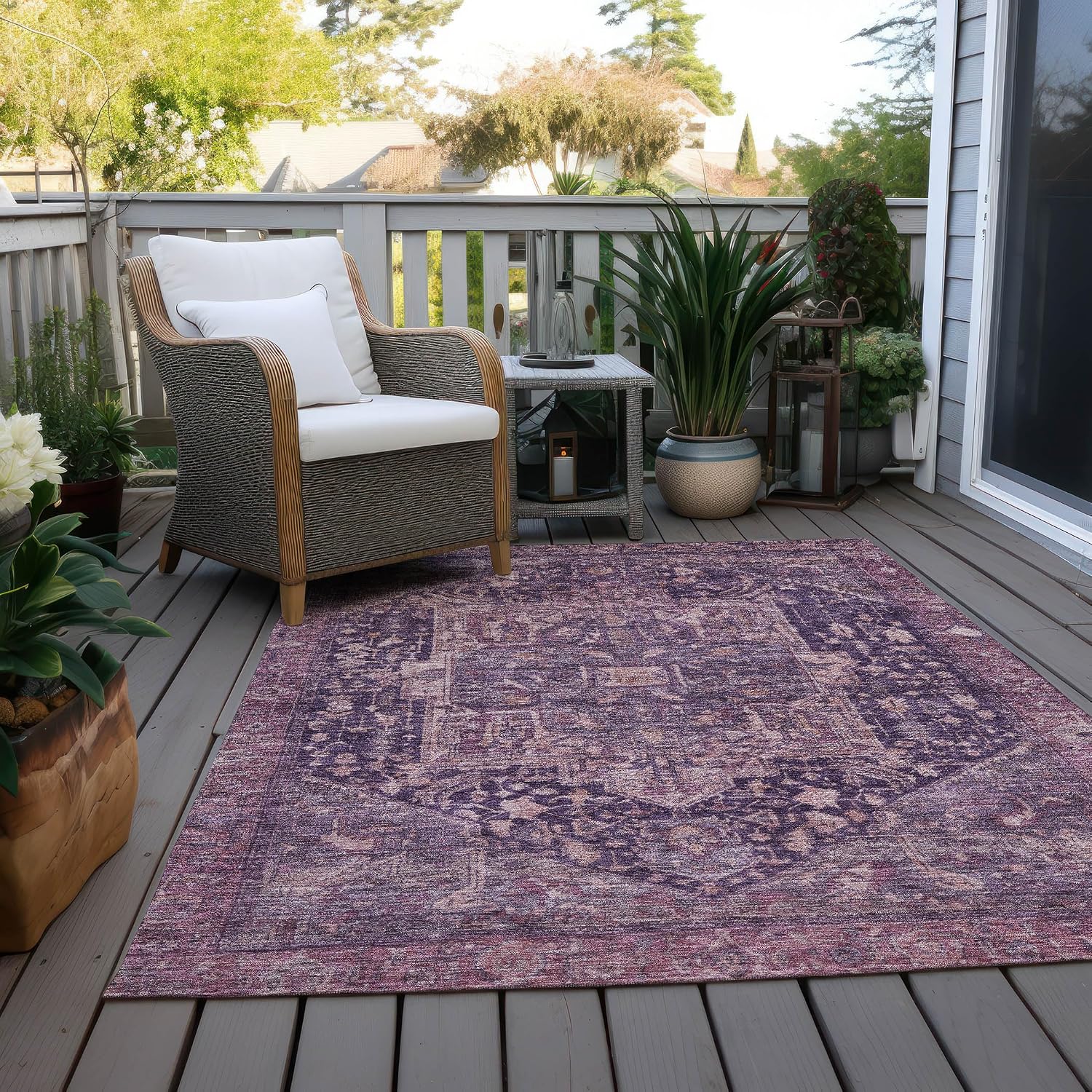 Addison Rugs Chantille ACN1240 Eggplant 9' x 12' Indoor/Outdoor, Machine Washable, Easy Clean, Non Shedding, Bedroom, Living Room, Dining Room, Kitchen, Patio Rug