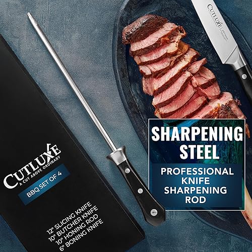 Miniatura 6 de Cutluxe Juego de cuchillos de carnicero - Pechuga de barbacoa, cuchillos para romper y deshuesar, varilla de afilar - Juego de cuchillos para cortar