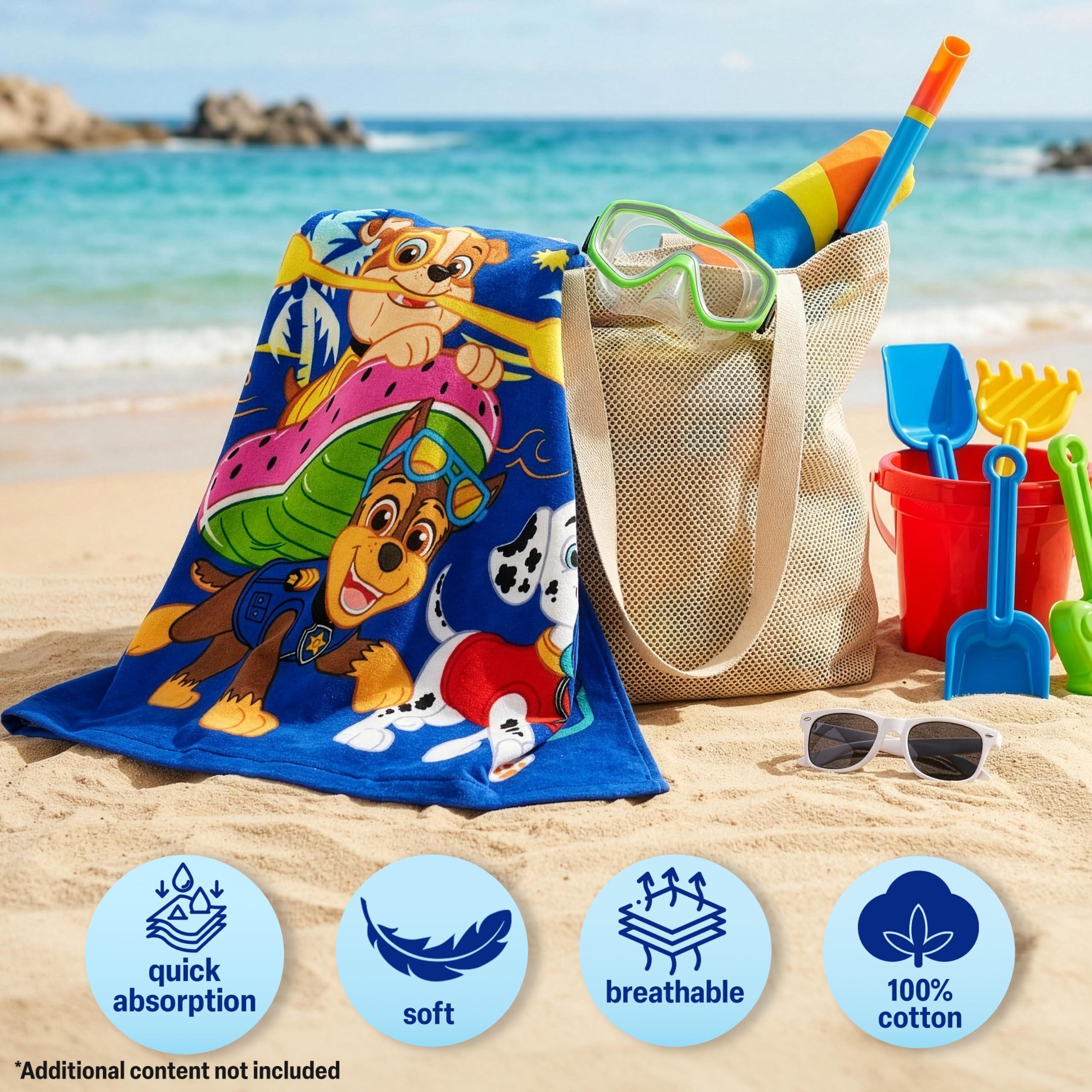 Paw Patrol Incappucciato Asciugamani Bagno Ragazzi, Assorbente Asciugamano Cotone, Piscina, Nuoto e Asciugamano da Mare, Morbido Poncho da Bagno, Accessori Viaggio Regalo per Ragazzi (Blu Paw Patrol)