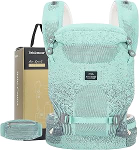 Bebamour Baby Carrier Adjustable Baby Wrap Carrier 3-in-1 Baby Carrier Front and Back Carry (Green)