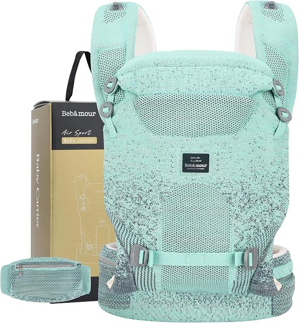 Bebamour Porte-bébé réglable Porte-berbé réglable 3-in-1 Porte-bébés avant et arrière (vert)