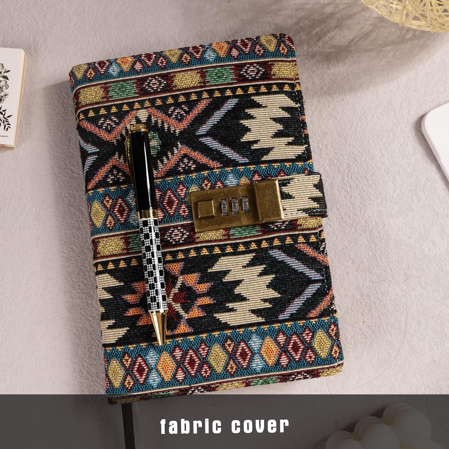 TIEFOSSI Fabric Diary with Lock, Lined Lock journal for Women Men, Aesthetic Diary with Pen, Hardcover Notebook for Journaling Writing Planning, 100 GSM Thick Paper with 224 Numbered Pages - Image 3